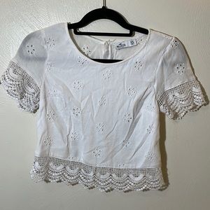 White Eyelet Lace Detail Tee